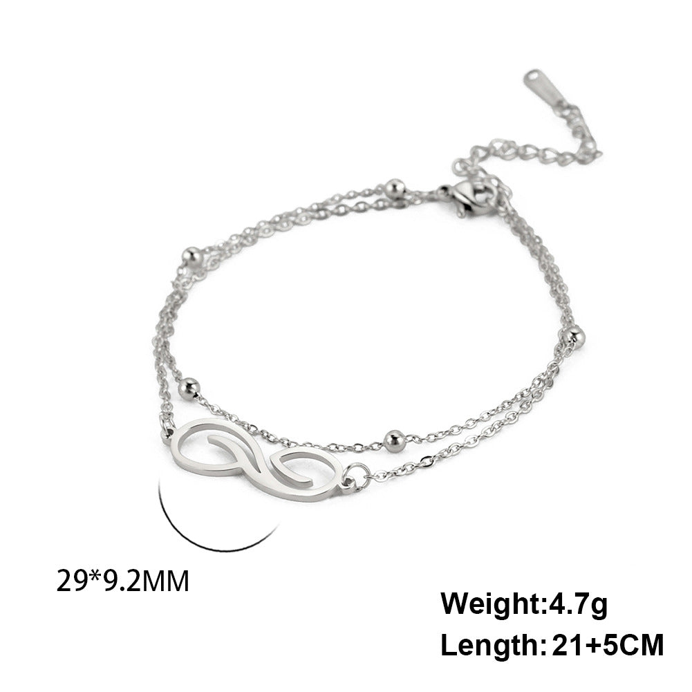 Women's Bohemian Infinity Anklet – Stainless Steel Double-Layer Beaded Design