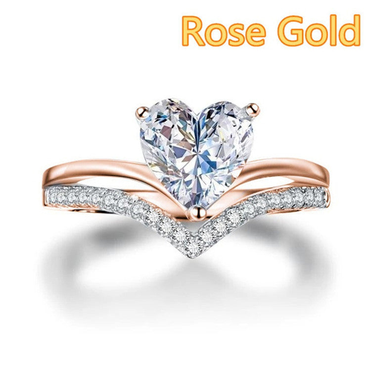 Simple Heart-Shaped Zircon Diamond Engagement Ring