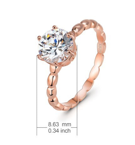 925 Silver Diamond Ring Rose Gold