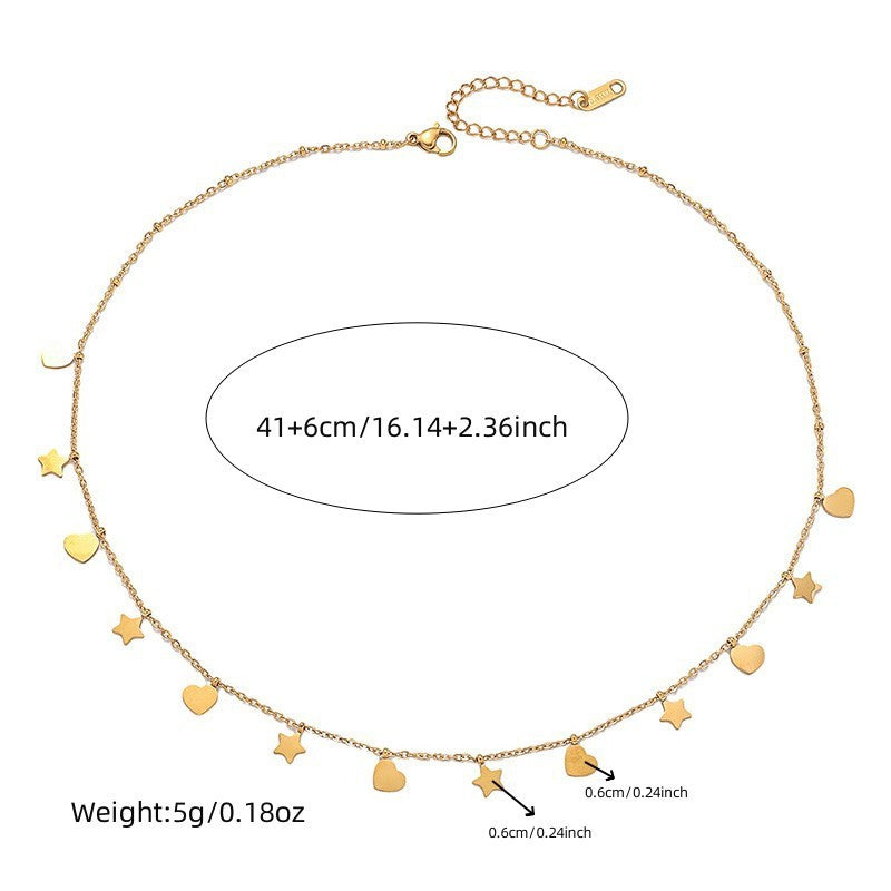 Fashion Simple Stainless Steel Glossy Love Star Necklace