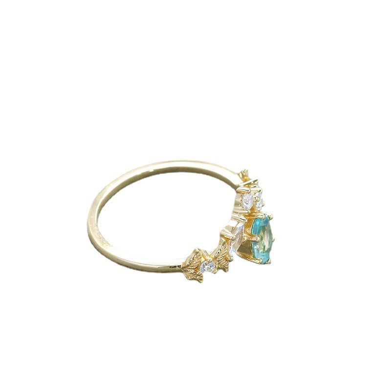 14K Gold Baroque Quiet Apatite White Zirconium Ring