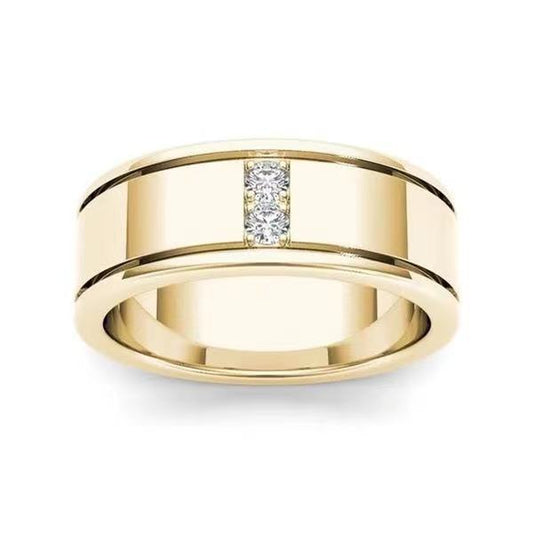 14k Yellow Gold Plated Simple Simulation Diamond Ring