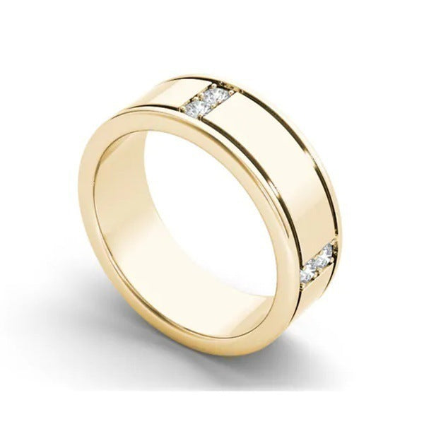 14k Yellow Gold Plated Simple Simulation Diamond Ring