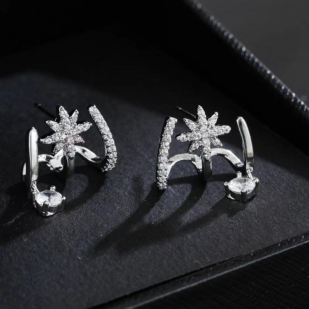 Micro-set Zircon Octagram Stud Earrings