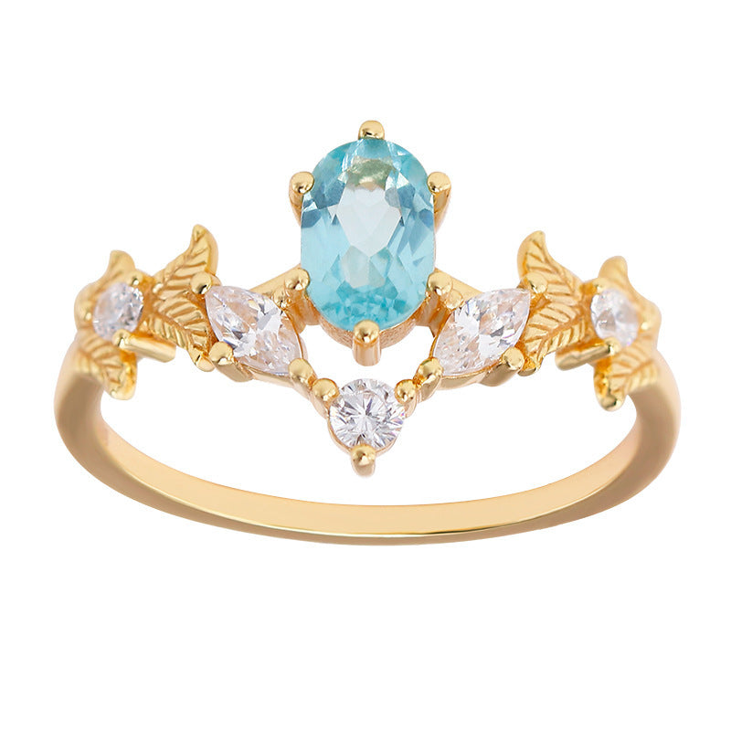 14K Gold Baroque Quiet Apatite White Zirconium Ring