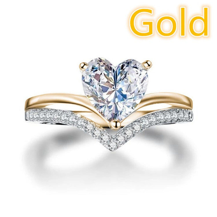 Simple Heart-Shaped Zircon Diamond Engagement Ring